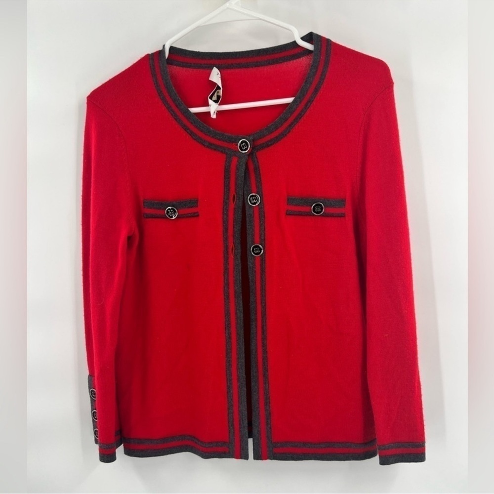 Trina Turk red black cardigan sweater size S
